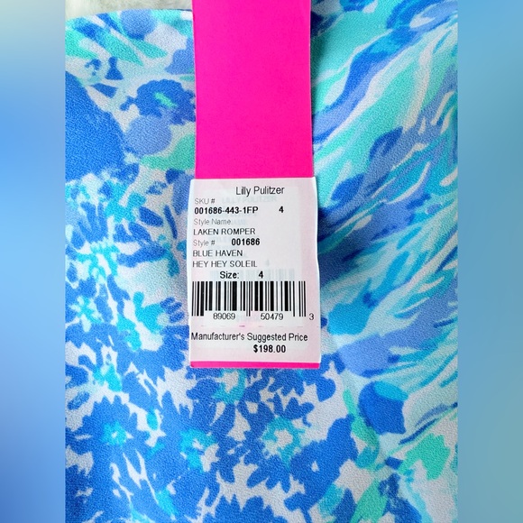 Lilly Pulitzer Blue Green Floral Dress Romper Size 4 NWT - Picture 7 of 8